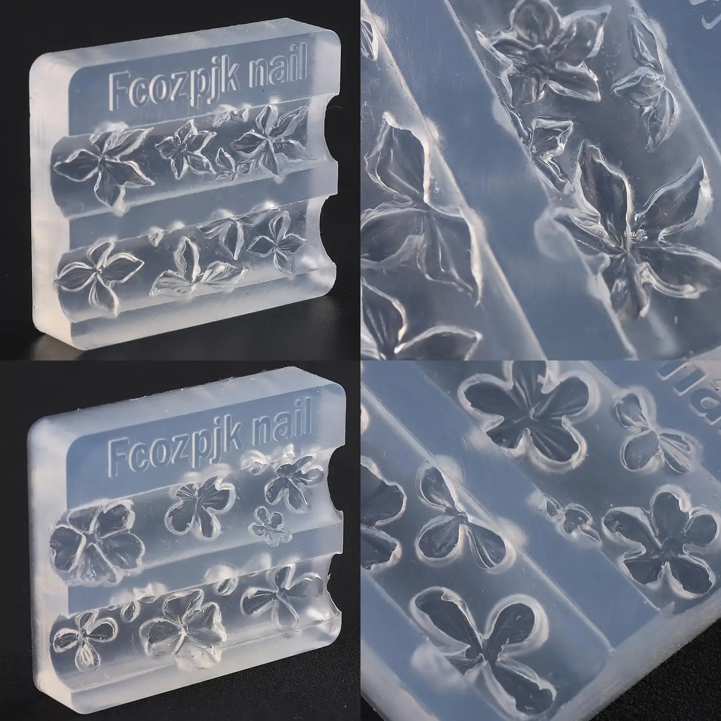 1pcs Dahlia Plumeria Flower Silicone Nail Mold With Carving Pen Spring Blossom Floral Manicure Template Nail Art Stencil Tools T