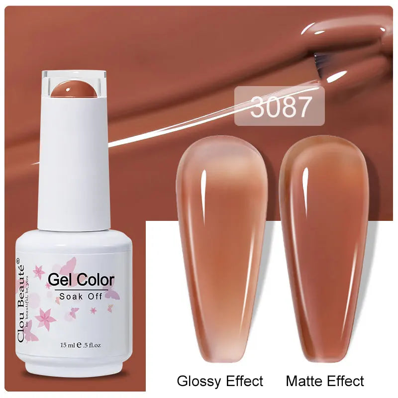 Clou Beaute 15ml Nail Gel Polish Warm Color Dark Red Brown Semi Permanent Nail Art Manicure Soak Off LED UV Varnishes Lacquer
