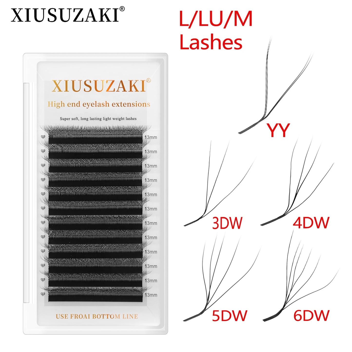 XIUSUZAKI YY 3D 4D 5D 6DW Lashes L/LU/M Curl W Eyelashes Extension Premade Fans Volume Individual False Lashes Extensions Shop