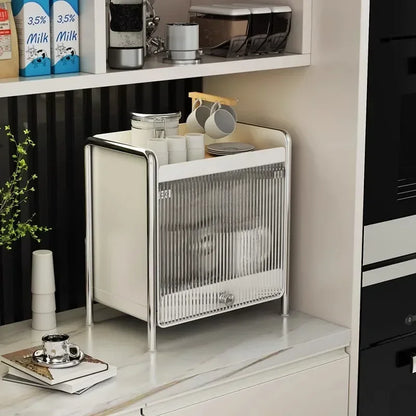 Desktop Organizer Storage Cabinet Cosmetics Storage Box Dustproof Mug Tea Set Coffee Drawer Storage Rack Countertop Organizer