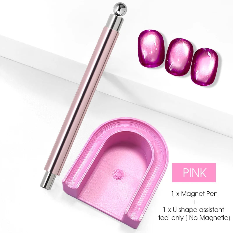 U-Shaped Magnetic Gel Polish Guide Tool Cat Eye Nail Magnet Assistant Holder Pad for Beginner DIY Manicure Magnetic Nail Art