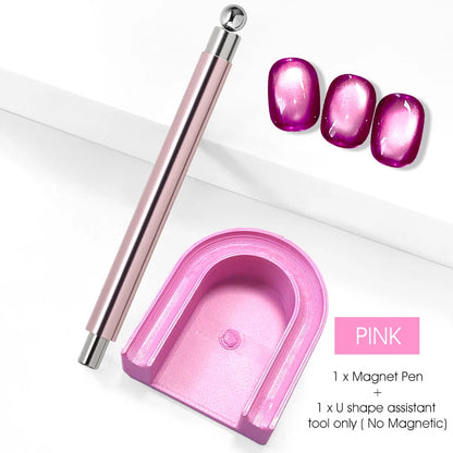 U-Shaped Magnetic Gel Polish Guide Tool Cat Eye Nail Magnet Assistant Holder Pad for Beginner DIY Manicure Magnetic Nail Art