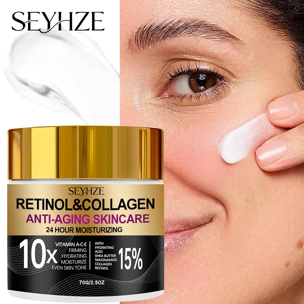 SEYHZE Retinol Collagen Moisturizing Day And Night Cream 15% Vitamin a B C E Shea Butter Hyaluronic Acid Niacinamide Plant Extra