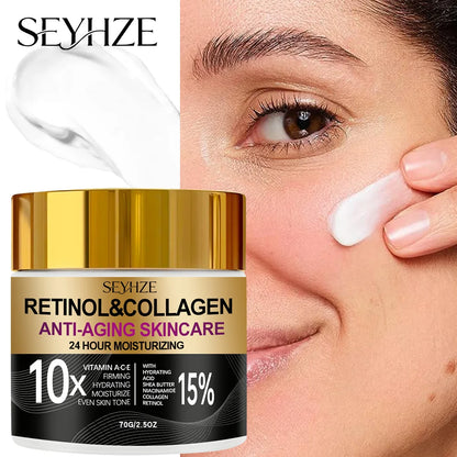 SEYHZE Retinol Collagen Moisturizing Day And Night Cream 15% Vitamin a B C E Shea Butter Hyaluronic Acid Niacinamide Plant Extra