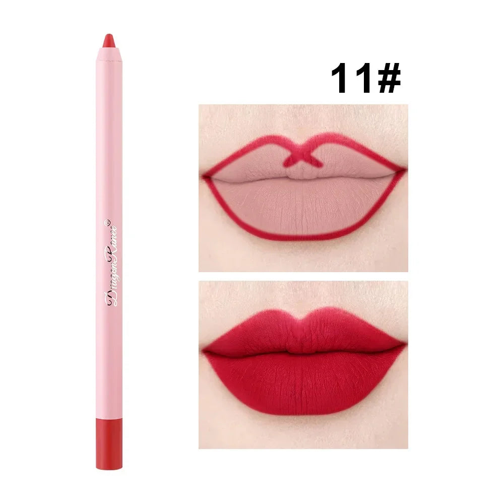 12 Colour Matte Lip Liner Pencil Carving Labial Makeup Lasting Brown Lip Liners Waterproof Lipstick Pen Lip Contouring Cosmetics