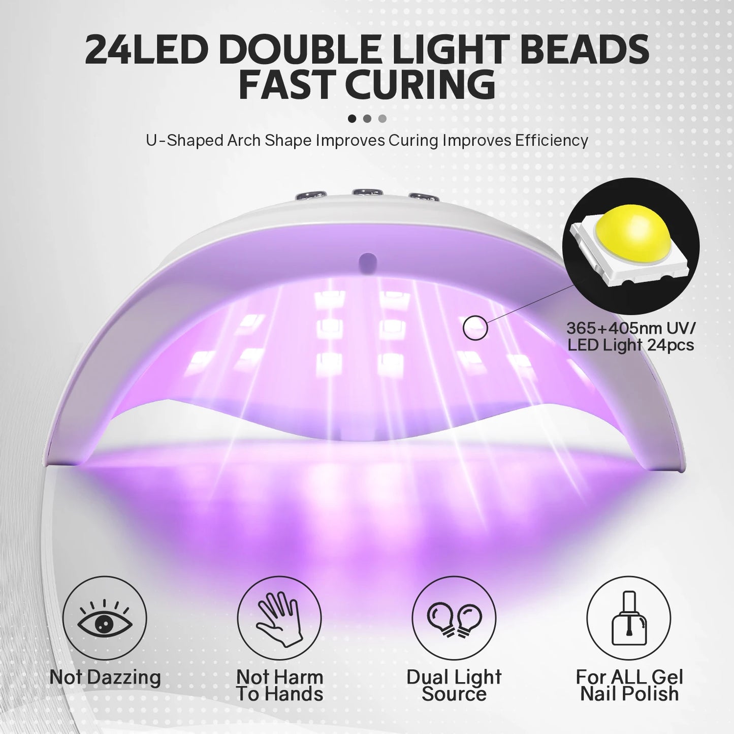 72W UV LED Nail Lamp Professional 24LEDS Gel Polish Drying Lamp With Automatic Sensing 3 Timer Nail Dryer Manicure Salon Tools