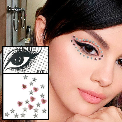 Red Heart Face Jewelry Temporary Tattoos Eye Forehead Diamonds Jewels Makeup Sticker Sparkle Water Drop Gems Nail Art Festival