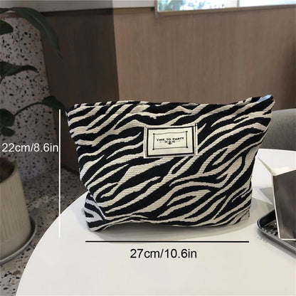 Fashion leopard print zebra print makeup bag, wash bag, women's handbag, hand-held bag, convenient large capacity storagebag-A-D