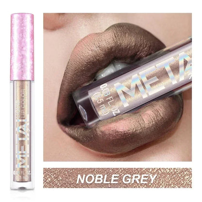 Metallic Matte Liquid Lipstick Waterproof Long Lasting Non-Stick Cup Matte Shimmer Glitter Lip Gloss Women Lips Makeup 12 Colors