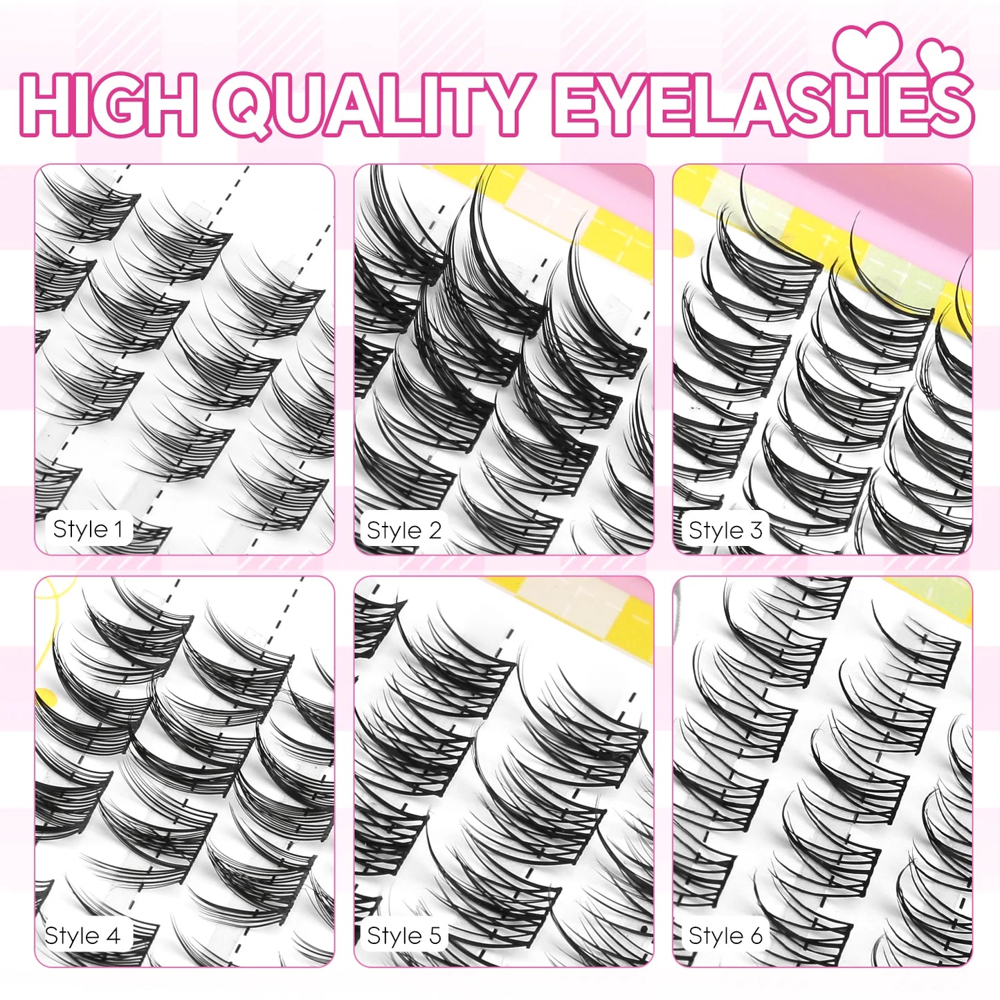 GROINNEYA Lash Clusters 30Rows DIY Natural Manga Eyelashes Mixed Tray Individual Lashes Natural Volume Eyelash Extension Makeup