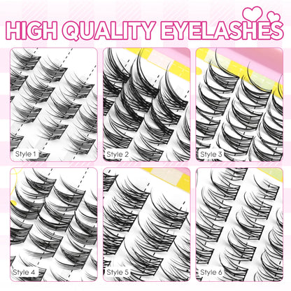 GROINNEYA Lash Clusters 30Rows DIY Natural Manga Eyelashes Mixed Tray Individual Lashes Natural Volume Eyelash Extension Makeup