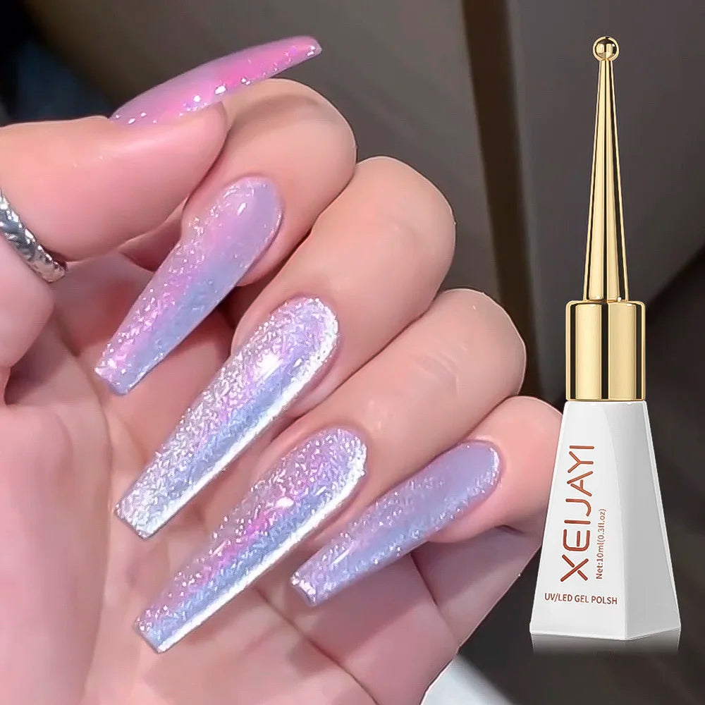 10ml Crystal Cat Eye's Magnetic Gel Nail Polish Reflective Glitter Cat Eye Gel Polish Nail Semi-permanent UV Gel Polish Manicure