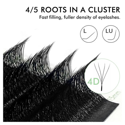 NATUHANA W-Shaped 4D 5D Premade Volume Fan Lashes 0.07mm Thin C-D Curl Natural Soft Individual False Eyelashes for Makeup