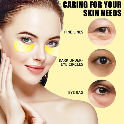 60 Pieces of Unisex Adult Golden Eye Moisturizing Eye Patches, Rich in Collagen and Hyaluronic Acid, Alcohol-Free, Suitable for All Skin Types, Make the Area Look Obvious and Firming