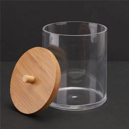 Acrylic Storage Box Bathroom Jar Makeup Organizer Cotton Pads Swab Holder Dispenser with Lid
