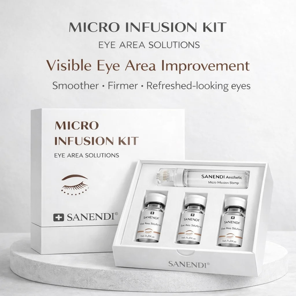 3 in 1 Micro-Infusion System for Eye & Face 0.05mm Stamp Hyaluronic Acid & Collagen Peptide Serum Firmer Home Skin Care 1Month