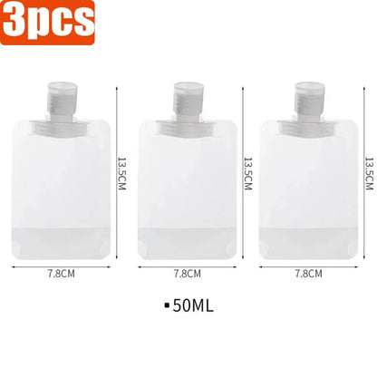 1/6pcs 30/50/100ml Lotion Dispenser Bag Travel Storage Bag Shampoo Liquid Cosmetics Storage Reusable Leak Proof Refillable Bag