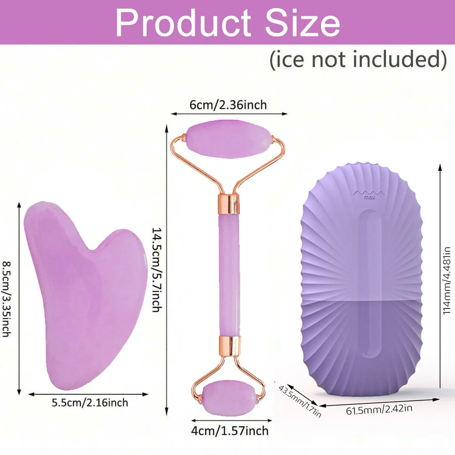 1/2/3pcs Ice Face Roller Facial Skincare Ice Roller Facial Roller GuaSha FaceTool Face Massage Roller MoldCube LiftingContouring