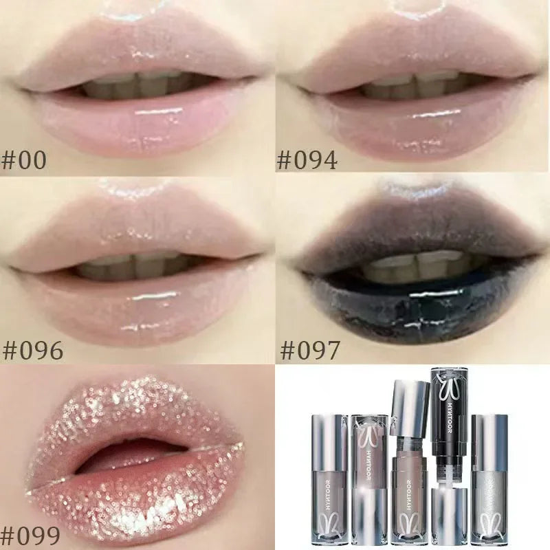 5pcs/2pcs HYNTOOR Makeup Set Gothic Eyeshadow Lip Gloss Mirror Lipstick Pure Black Silver Fine Flash Makeup Halloween Christmas