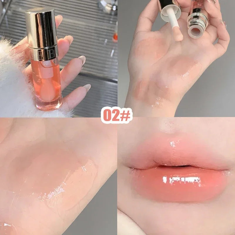 Jelly Violet Glass Lip Oil Moisturizing Transparent Plumper Lip Gloss Makeup Nutritious Liquid Lipstick Big Brush Lip Care
