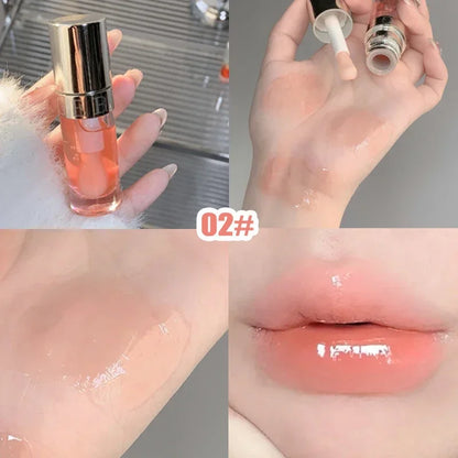 Jelly Violet Glass Lip Oil Moisturizing Transparent Plumper Lip Gloss Makeup Nutritious Liquid Lipstick Big Brush Lip Care
