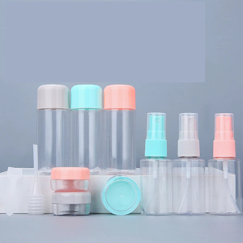8 Piece Set Beauty Skincare Travel Bottles Perfume Spray Bottle Shampoo Facial Cleanser Lotion Bottle Eye Face Cream Boxes