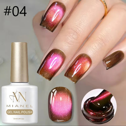 10ML 1-21PCS 2025 Autumn New Emerald Green Magnet Cat's Eye Gel Nail Polish Green Whitening Glass Bead Cat Eye Nail Polish