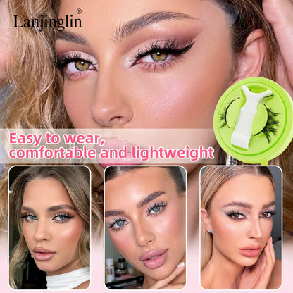 Hot Sale Magnetic Eyelashes 3D Natural False Eyelashes Handmade Faux Mink Lashes No Glue Needed Eyelashes with Magnetic Tweezers