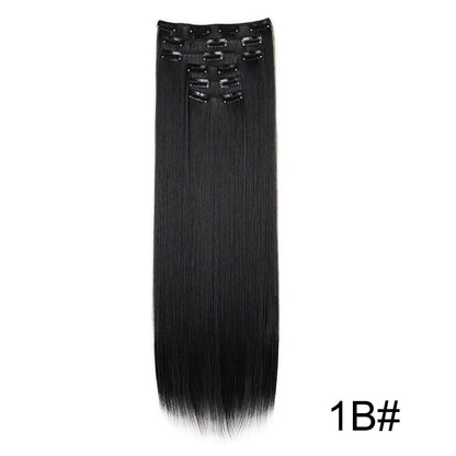 Synthetic 6pcs/set Long Straight Hair Extensions Ultra-Invisible Full Head Clip in Hair Extensions 24Inch for Women Daily Wear