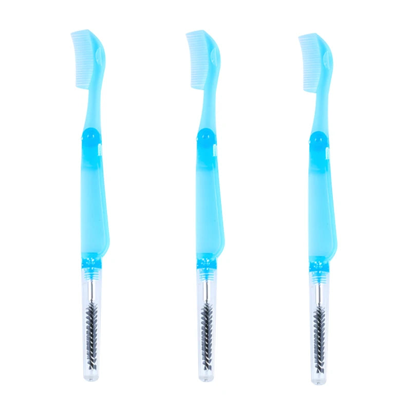 3PCS Stainless Steel Dual-Ended Eyelash Comb & Eyebrow Brush – Makeup Artist-Recommended Beauty Tool