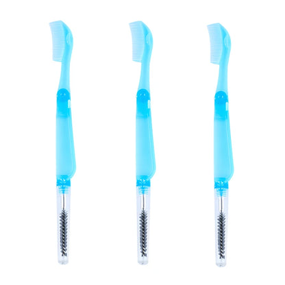 3PCS Stainless Steel Dual-Ended Eyelash Comb & Eyebrow Brush – Makeup Artist-Recommended Beauty Tool