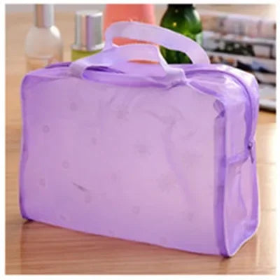 Translucent Handbag Organizer Makeup Travel Cosmetic Bag Waterproof PVC Toiletry Kits Bathroom Storage Wash Bag Daisy Handbag