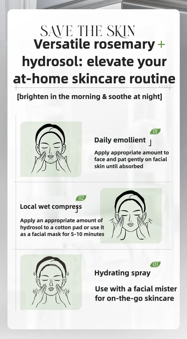 Rosemary Hydrosol essence Moisturizing Serum Fade Fine Lines Facial Moisturizing brightning Anti Aging Firming Skin Care
