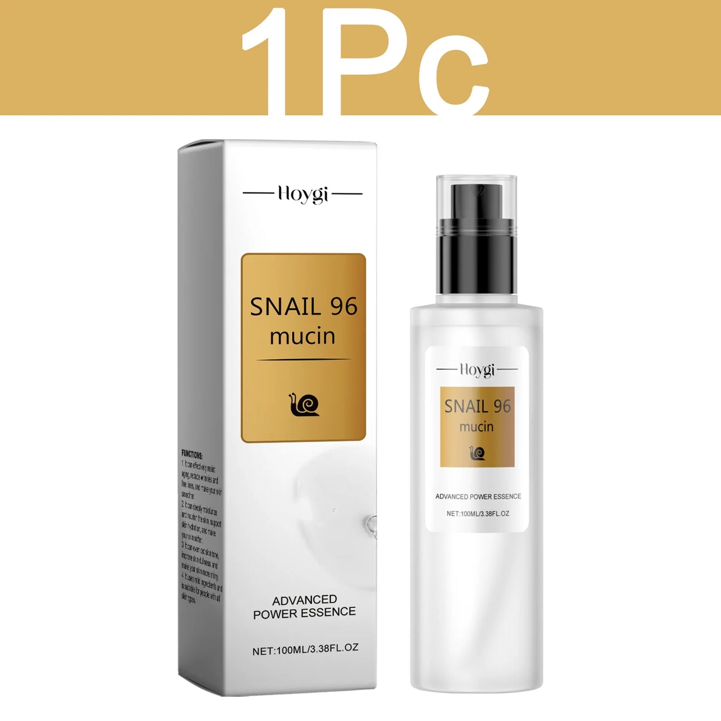HOYGI Snail Mucin Essence Hydrating Soothing Reduce Fine Lines Deep Moisturizing Revitalize Dull Skin Gentle for All Skin Types