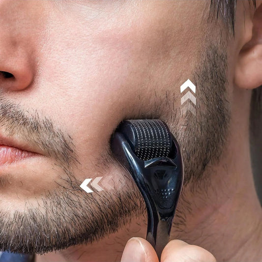 Men's Beard Care Kit with 0.25mm Beard Roller Comb Storage Bag Moisturizing Gentle Beard Grooming Tools