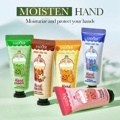 Fruit Milk Tea Hand Cream Gift Set - Intense Hydration & Crack Prevention for Winter, Soothing Dry Skin with Sweet Scent ,Travel