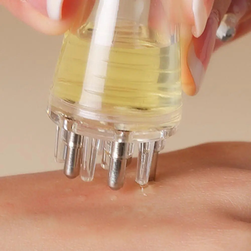 Hair Essential Oil Scalp Applicator Comb with Scale Removable Massager Brush 5 Rolling Ball Hair Growth Comb