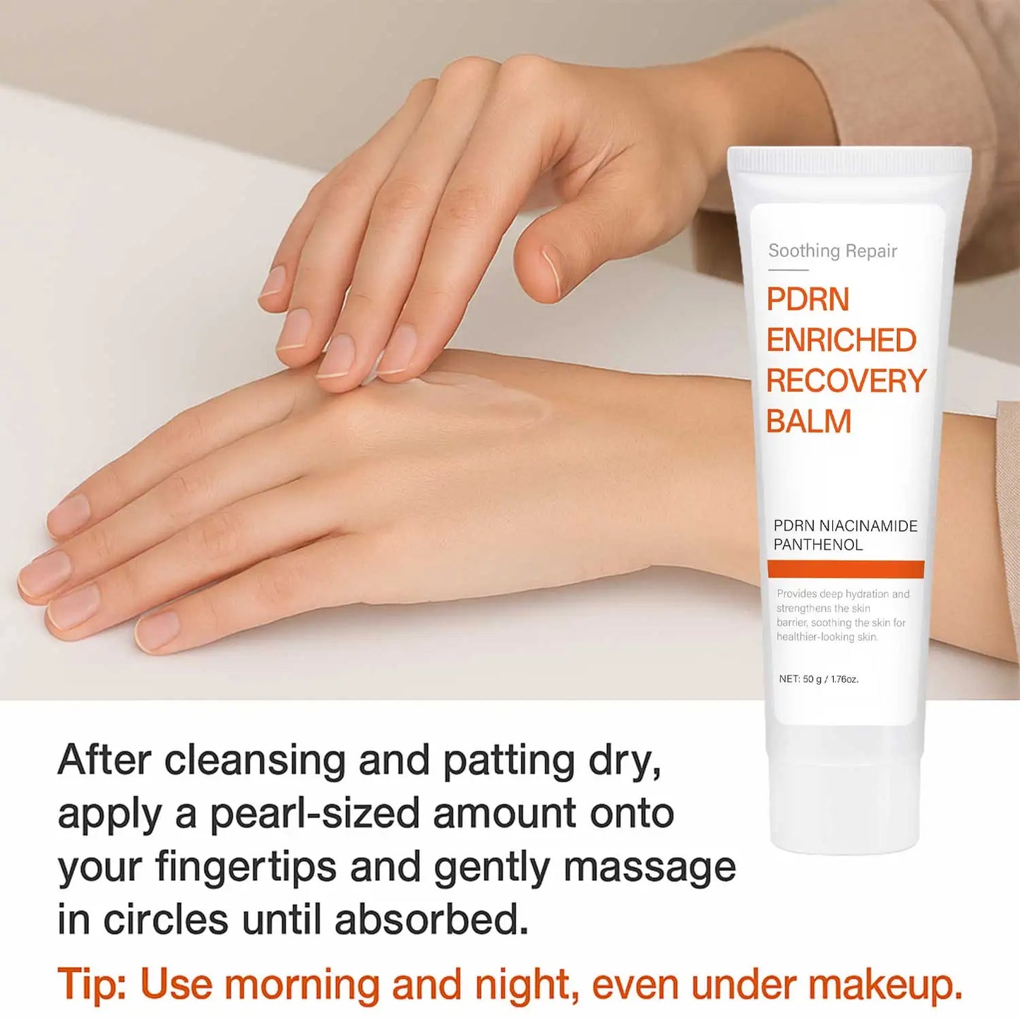 Soothing Repair PDRN Enriched Recovery Balm with Niacinamide & Panthenol, Deep Hydration & Skin Barrier Repair, 50g Face Balm fo