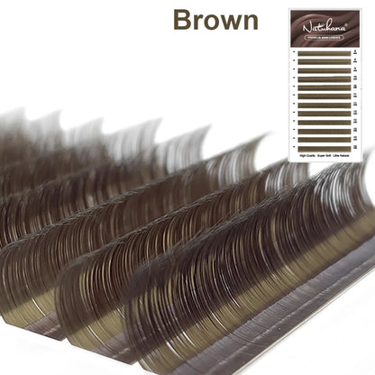 NATUHANA Caramel Colored Lashes Extension Individual Faux Mink Colour False Eyelashes Brown Teal Mocha Lashes For Makeup Tools