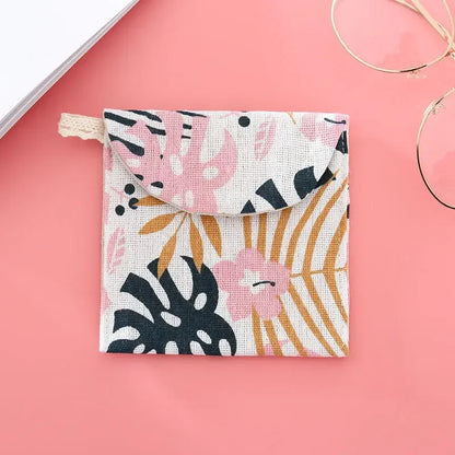 Embroidered Letter Tampon Storage Bag Sanitary Pad Pouch Girls Cosmetic Bags Makeup Lipstick Key Earphone Data Cables Organizer