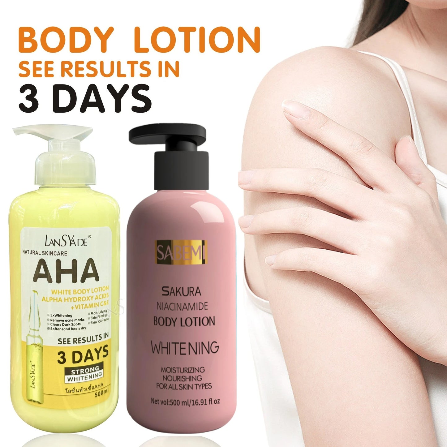 500ml Sakura Niacinamide Body Lotion Smooth Hydrating Improving Dry Moisturizer Whitening Skin Moisturizing Lotion Lightening
