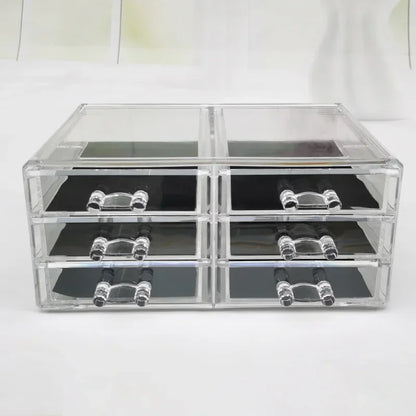 Table Transparent Plastic Makeup Organizer Multi-type Drawers Skincare Product Storage Box 3 Layers Case
