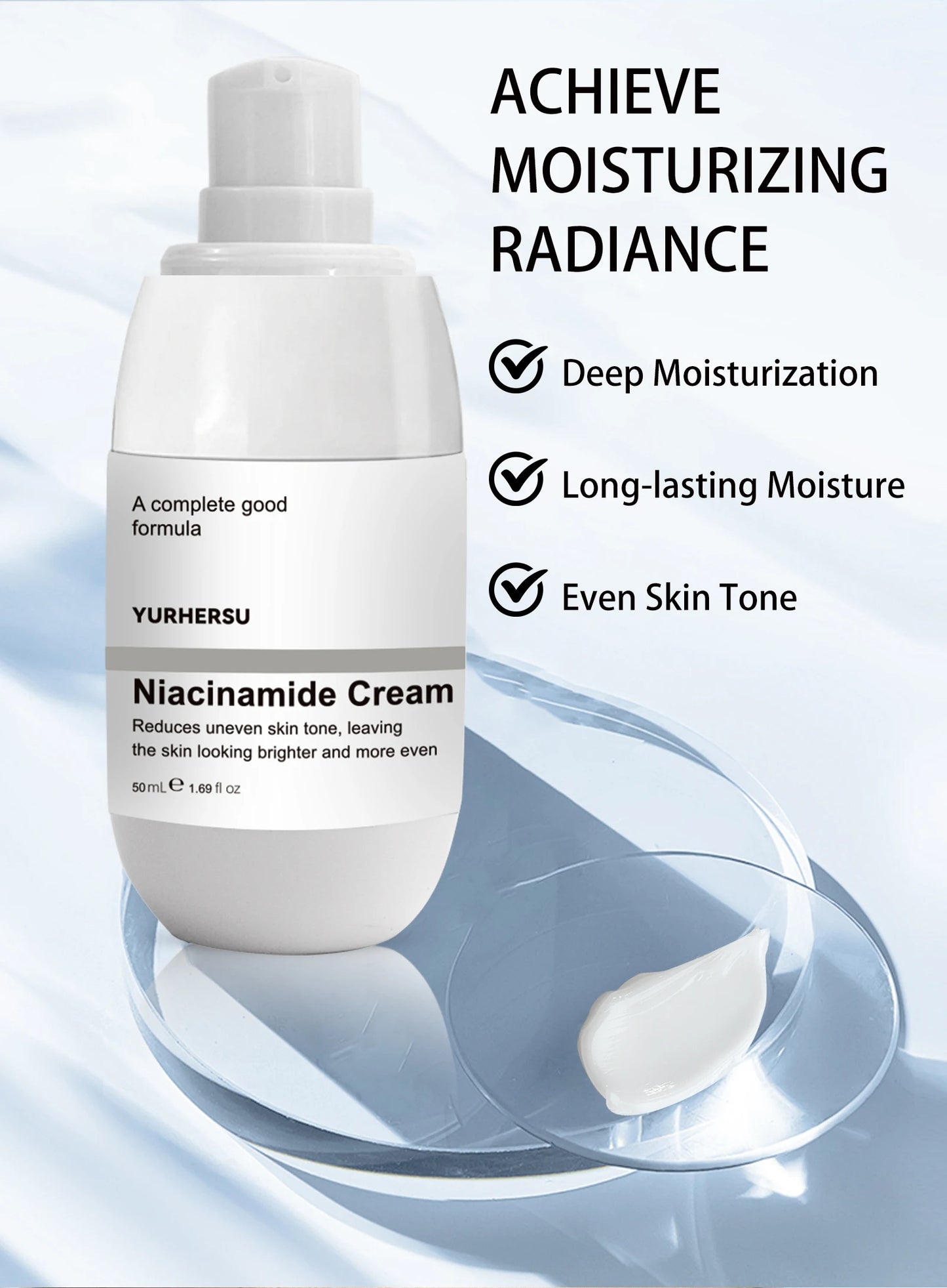 Niacinamide face cream, minimizes pores, moisturizes, suitable for oily skin, effectively hydrates.