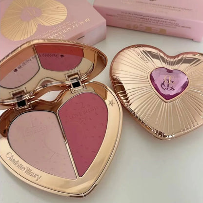 C/T Two Tone Heart Blush Lasting Beauty Makeup Natural Flawless Bright Powder Smooth Look Multi Purpose Rouge 13g