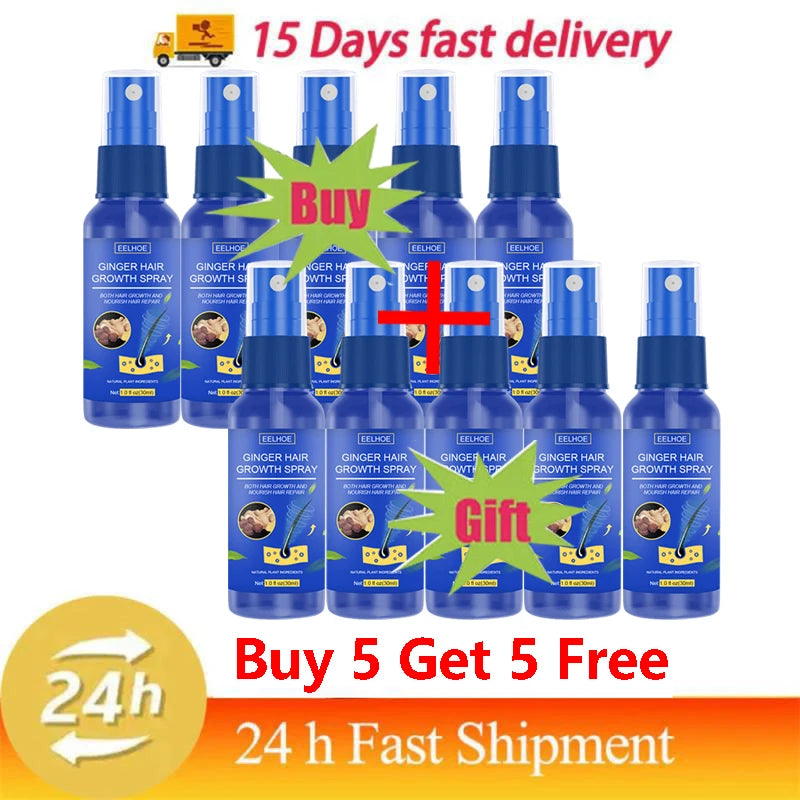 Ginger Hair Growth Serum Spray Anti Loss Regrowth Hair Growth Oil Essence Scalp Massage Moisturizing Nourish Hair Care Men Women