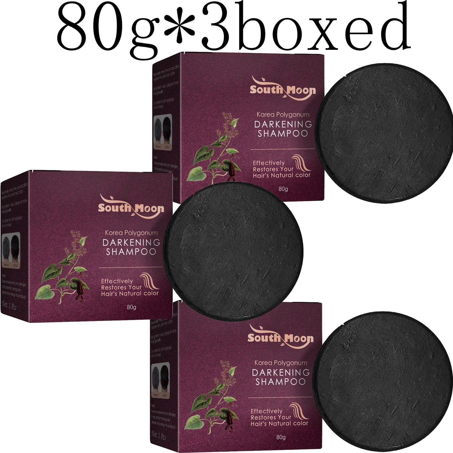 South Moon Polygonum Hair Darkening Shampoo Soap Repair Gray Color Cover To Black Anti Dandruff Oil Control Hair Roots Hair Care