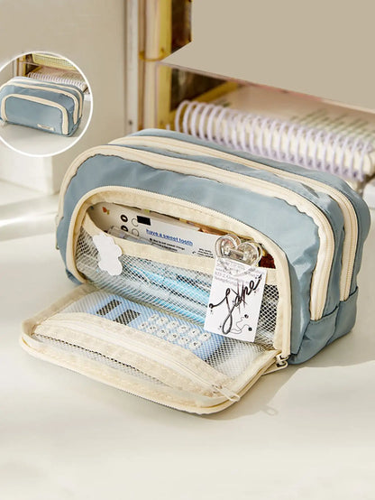 A Large-capacity Multi-layer Pencil Case, A Simple Multi-purpose Student Stationery Box And Makeup Storage Bag