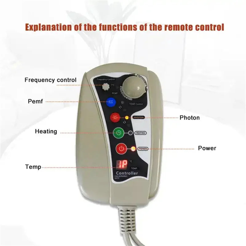 PEMF Heated Massage Pad Rainbow Crystal Wheel Pulse Infrared Photon Natural Mineral Gemstone Relieves Back Pain