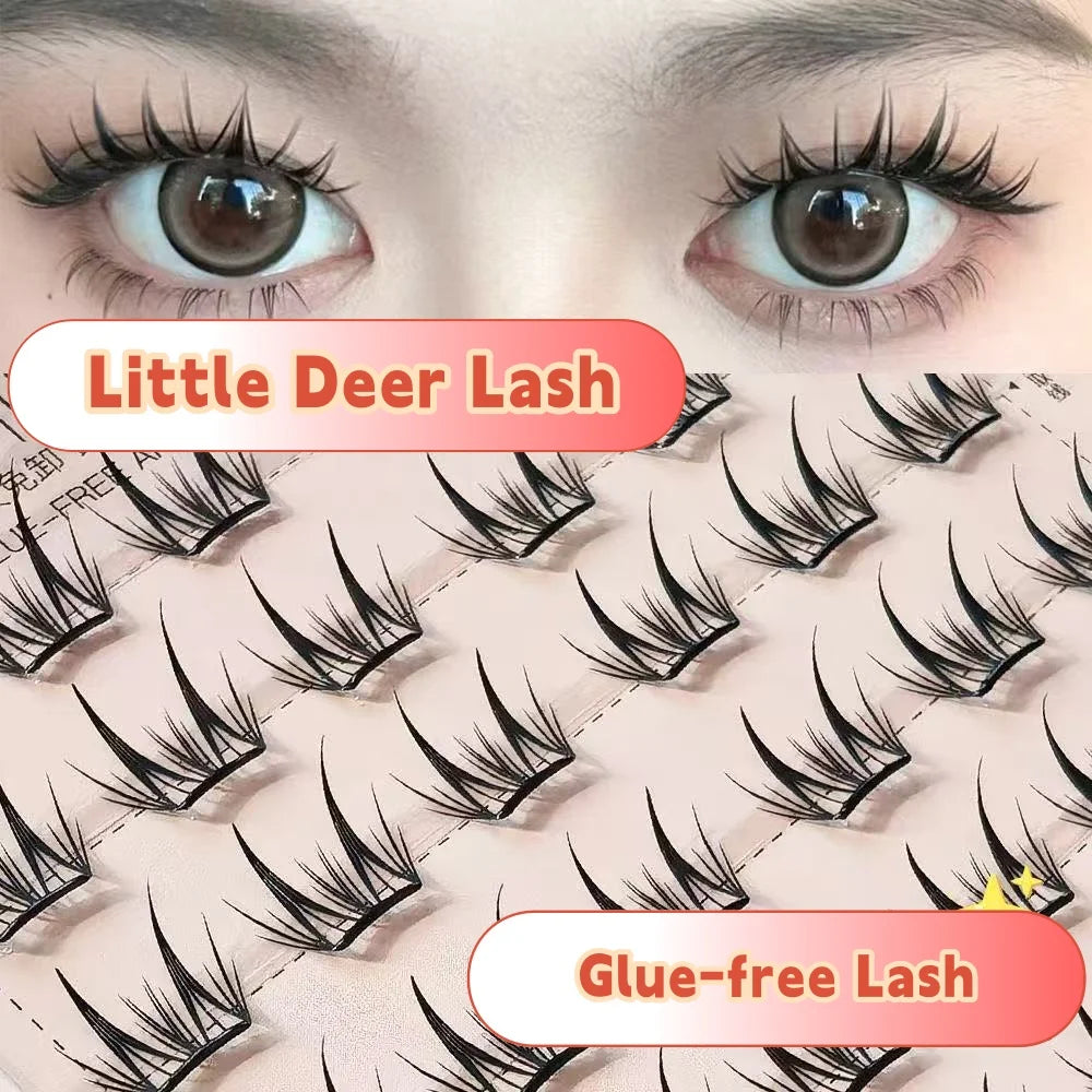 MJ Self Adhesive DIY Lashes No Glue Needed Reusable Bottom Lash  Fluffy Cluster Eyelash Korean DIY Manga Lash Extension At Home