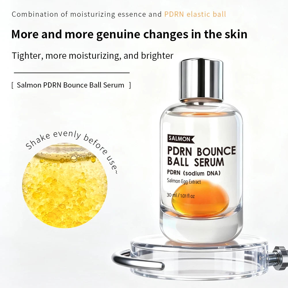 Salmon PDRN Bounce Ball Serum Anti-Aging Sodium DNA & Niacinamide Essence Shake-to-Activate Oil Beads for Instant Glow & Firming